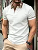 Camisa Polo Waffle Transpirable Manga Corta Cuello Solapa Tres Botones Casual de Negocios Top Polo Cuadros Secado Rápido Resistente a las Arrugas