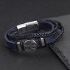 Nuevo brazalete de moda europea y americana de cactus multicapa tejido a mano para hombre, brazalete de aleación con hebilla magnética, todo a juego, personalidad