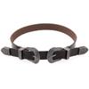 Oye Gargantilla de Cuero Oscuro Moderna Europea y Americana Retro Nicho Aleación Hueca Hebilla Doble Collar para Clavícula Encanto Dulce Fresco