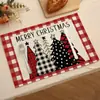 Decorações populares de festa de Natal em estoque: Jogos americanos estilo ocidental com estampas de renas e bonecos de neve, resistentes ao calor, versáteis para outono e inverno, feitos de poliéster