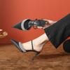 Sandalias de Tacón Alto Apuntadas de Primavera para Mujer, Zapatos de Capa Única con Tacón Fino de Alta Gama, con Pedrería y Cabeza de Montículo de Satén