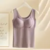 Ventas Directas de Fábrica Otoño/Invierno Color Sólido Sujetador con Copas Fijas Chaleco Cálido Sensación de Piel Desnuda Moldeador de Cuerpo Capa Base Cálida Top Adelgazante