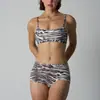 Sujetador Sk*M Mismo Estilo Le Queda a Todos Sin Almohadillas Estampado de Leopardo Tirantes Ajustables Alta Elasticidad Conjunto Íntimo Color Piel