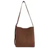 Bolso cubo minimalista de nicho estilo coreano, nuevo bolso de hombro tejido de gamuza vintage para ir al trabajo, bolso de mano para mujer