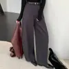 Pantalones de Traje Sueltos Versátiles para el Otoño/Invierno, Elegantes de Cintura Alta Adelgazantes con Caída Simples Casual de Pierna Ancha Curvada