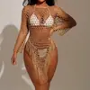 Saída de Praia de Crochê Manual em Rede, Modelo Soltinho, Transparente Sexy, Proteção Solar, Europeia e Americana, Transfronteiriça