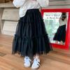 Falda Emo Beibei para niñas, de gasa de longitud media, estilo suave y moderno, con malla abullonada.