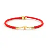 Pulsera de Hilo Rojo de Venta Caliente Transfronteriza con Letra Inglesa A-Z y Colgante Grabado Dorado en Forma de Corazón, Pulsera Ajustable, Versátil