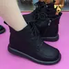 Botas de algodão, outono e inverno, com pelúcia, antiderrapantes, sola macia, sapatos de algodão quentes, para meia-idade e idosos, botas Martin, botinhas de salto baixo, confortáveis para adultos, não cansam