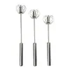 Batidor de huevos manual de acero inoxidable, mezclador doméstico para huevos y crema, herramienta para hornear, batidor de huevos giratorio para mezcla rápida