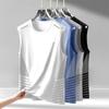 Chaleco de Seda de Hielo para Hombre, Moderno, Delgado, Transpirable, de Secado Rápido, Deportivo, Casual, Chaleco Ancho, Ropa Exterior, Camiseta sin Mangas de Cuello Redondo para Hombre, Verano