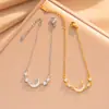 Pulsera de Acero Inoxidable con Baño de Oro de 18 Quilates, Luna Creciente, Tendencia Europea y Americana, Lujo Ligero, Regalo Simple y de Moda, Dorado y Plateado