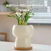 Vaso de Cerâmica para Flores com Prato, Estilo Ins de Luxo Leve, Diâmetro Grande, Estilo Creme, para Orquídeas e Suculentas, Liquidação