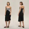 2026 Bata de Verano Transfronteriza Europea y Americana de Satén Gasa Encaje Empalmado Tirantes Vestido Largo Espalda Descubierta Ropa de Casa