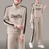 Conjunto Esportivo Duas Peças Feminino Primavera e Outono Nova Moda Coreana Emagrecedor Moletom Casual Roupa de Corrida Tendência