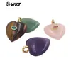 Wt-P2042 Joyería de Piedras Preciosas con Forma de Corazón Tridimensional, Obsidiana, Lapislázuli y Circonita Incrustada - Pendientes, Collar, Colgante