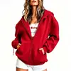 Estação Internacional Aliexpress Camisa com Zíper Diária Cardigã Moletom com Capuz Cor Sólida Roupa Esportiva Outono e Inverno Fleece Jaqueta Solta