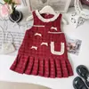 Vestido Chaleco de Invierno para Niñas Estilo Nuevo Versión Coreana Tweed Elegante Lazo Acolchado Engrosado Falda Transfronterizo