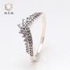 Anillo de cobre blanco con diseño de princesa Panjia, elegante anillo apilado con forma de corona, estilo europeo y americano.