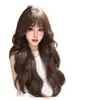 Peluca de Cabeza Completa para Mujer, Cabello Humano Realista, Frente Sin Costuras, Cuero Cabelludo Simulado, Flequillo Completo, Peluca de Cabello Largo Ondulado Rizado