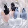 Top tubo ropa interior deportiva sin costuras chaleco para mujer fino pecho pequeño realce top soporte pecho grande muestra pequeño sujetador inalámbrico