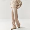 Pantalones de Cachemira de Pierna Ancha para Mujer con Giro Lateral, Pantalones Largos Otoño e Invierno Nuevos, Color Puro Versátil Suave Ceroso Agradable a la Piel, Pantalones Rectos