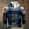 Série Nova de Xadrez Europeu e Americano Transfronteiriça Camisa Masculina Casual Fashion Estampada Manga Longa Gola Alta Meio Zíper Moletom