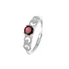 Anel de Prata Pura S925 com Granada para Mulheres, Pedra de Cristal Natural, Topázio, Peridoto, Joia Artesanal de Nicho para Mulheres, Atacado do Fabricante