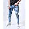 Tendência Transfronteiriça 2025 Novos Jeans Rasgados com Patches Masculinos Alta Elasticidade Slim Fit Moda de Rua Versátil Roupa Masculina