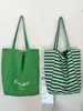 Bolsa de Lona Listrada 2024 Novo Estilo Coreano Ins Tote Casual Bolsa de Ombro Grande Capacidade Bolsa Tote Sacola de Compras