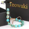 Pulsera tejida de cuentas de semilla de vidrio, piedra imperial azul lago, oro, transfronteriza europea y americana, pulsera versátil para uso diario al por mayor