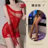 Ropa Interior Sexy e Interesante, Popular en Comercio Exterior Malla Transparente Roja Ajustada de una Pieza que Cubre la Cadera Estilo Princesa
