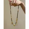 Nuevo Collar de Cadena de Cuentas Redondas Doradas Estilo Chino, Pulsera de Moda Tendencia, Cadena para el Cuello Versátil Retro de Gama Alta