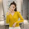 Cárdigan de punto para mujer, suéter corto de primavera y otoño, suelto, adelgazante, con botones, camisa de manga larga para exteriores con aire acondicionado, abrigo de estudiante de estilo coreano