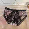 Rendição Selvagem ~ Renda Francesa Sexy Estampa de Leopardo Feminina Vazada Puro Desejo Laço Lindas Nalgas Calcinha Feminina