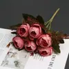 Novas flores artificiais Austin de 6 cabeças para outono, peônias vintage europeias para decoração de mesa de jantar em casa e vitrine de hotel