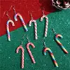 Pendientes Más Vendidos en Amazon Transfronterizos Diseño Creativo de Dibujos Animados Bastón Arcoíris Navideño Pendientes de Colores Dulces para Niñas