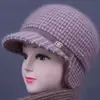 Chapéu de Inverno para Mãe, Mulheres de Meia-Idade e Idosas, Proteção Contra Frio, Chapéu Quente com Proteção para Orelhas, Chapéu de Lã Tricotado com Pelúcia para Avó e Senhora Idosa