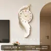 Reloj de Pared de Plumas para Sala de Estar, Pintura Decorativa de Gama Alta para Comedor, Reloj Silencioso Moderno de Lujo Ligero para Uso Doméstico, Compra al por Mayor