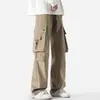Calças largas, coleção de outono, calças cargo estilo workwear para homens, pretas, impermeáveis, funcionais, de corte reto, plus size, calças casuais, novo estilo