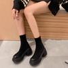Botas Martin de tacón alto y grueso para mujer, botines finos y elásticos de color liso, con explosión de otoño e invierno, 2024