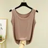 Colete feminino de modal liso para o verão com gola U, peça íntima simples sem mangas, regata justa, blusa de base fina plus size