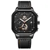 Reloj Multifuncional para Hombre de Marca Suiza Nuevo con Correa de Cuero Reloj de Cuarzo Transmisión en Vivo Dropshipping