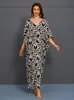 Vestido de praia com estampa V-neck e cordão na cintura, disponível em estoque Europeu e Americano, camisa de proteção solar para férias, transfronteiriço CM2540