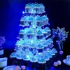 Suporte de Cupcake Acrílico em Camadas com Luzes LED para Festa de Aniversário Casamento Display de Sobremesas