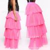 Estilo Fiesta Vacaciones Falda Larga Malla Sexy Empalmada Falda Transparente Falda Abullonada Falda de Paraguas Falda 1834 Dobladillo Grande