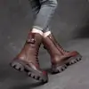 Botas Estilo Británico Martin de Alta Calidad para Mujer 2026 Otoño/Invierno Nuevos Zapatos de Algodón Botas de Media Caña para Mujer Suela Gruesa con Terciopelo Botas de Nieve
