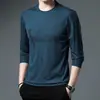 Camiseta Estampada de Manga Larga con Cuello Redondo para Hombre Estilo TikTok Primavera y Otoño Delgada para Hombre de Mediana Edad Sudadera Ropa Exterior
