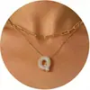 Nuevo Producto Transfronterizo de Amazon Collar con Letras de Burbuja Moda y Versátil Collar con Colgante de Pedrería Multicapa para Uso Diario
