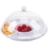 Plato de Degustación de Frutas con Tapa, Plato Dividido para Postre, Pan, Pastel, Exhibición, Tapa de Bandeja, Plato de Degustación de Bocadillos